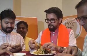 ‘Fishy Politics’: Anurag Thakur Eats ‘Maach Bhaat’ During Bengal Campaign; TMC, AAP Hit Out KL Rahul and Nitish Rana have brought up a 50-run partnership (Picture credit: AP)