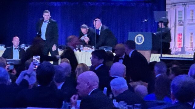 Loud bangs and a Trump evacuation: chaos at correspondents' dinner