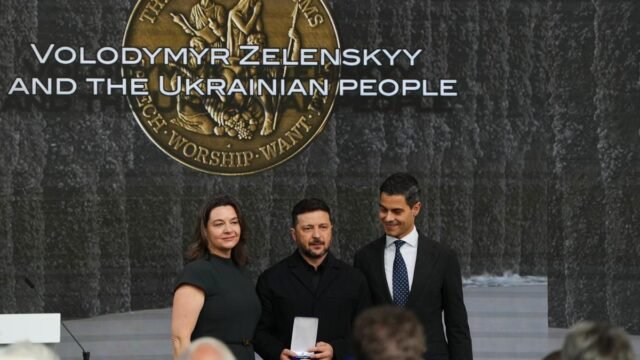 Zelenskyy receives international prize honouring his and Ukraine’s courage and Zelenskyy receives international prize honouring his and Ukraine’s courage and resilience